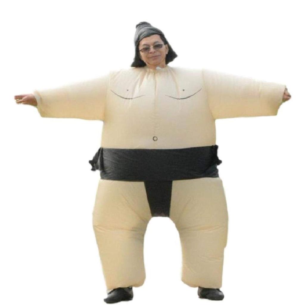[SCGEHA] Inflatable Sumo Wrestler Kigurumi, Air-Fillable, Adult Costume for Halloween, Events, Cosplay, Includes 2 Black and Orange Balloons