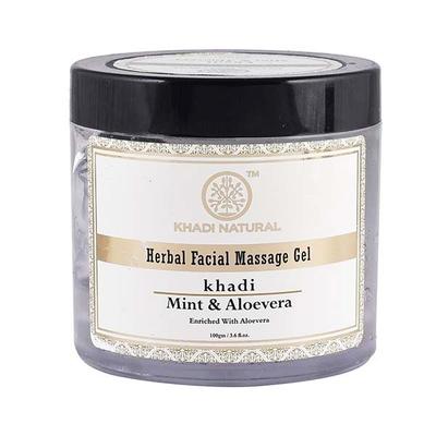 Натуральный массажный гель для лица с Ментолом и Алоэ вера (100 г), Herbal Facial Massage Gel Mint & Aloevera,  Khadi Natural