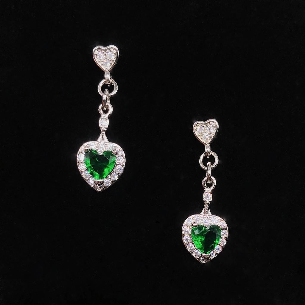 Настоящее серебро 925 пробы, натуральный изумруд, серьги-капли, женские серьги Aros Mujer Oreja, сердце, изумруд, драгоценный камень, Orecchini, ювелирные серьги