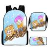 Lankybox Cartoon Pattern Backpack Shoulder Bag Pencil Case Three Set Piece