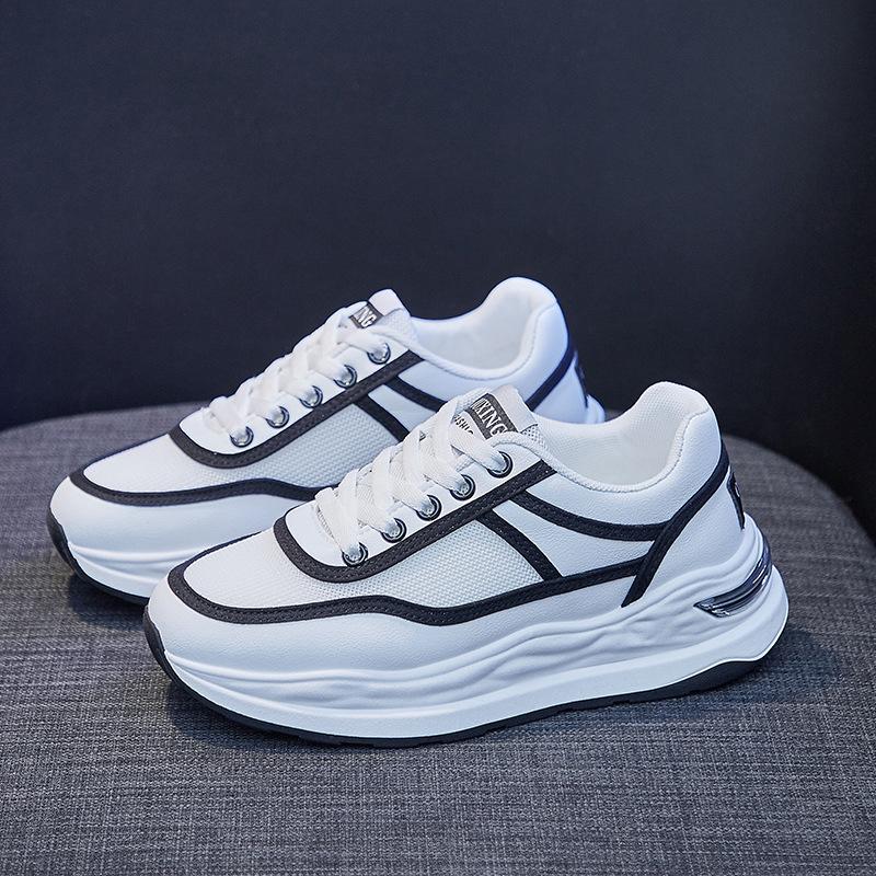 Кроссовки для женщин 2022 Мода Платформа Белая обувь Женская Весна Дышащая Беговая Спортивная Вулканизированная обувь