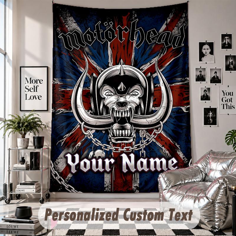 Custom Tapestry Wall Hanging, Motorhead Personalized Name Text Home Wall Decor