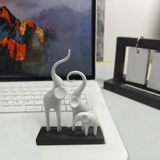 3D-печатная статуэтка-фигурка слоновьей семьи, скульптура искусства "Мама, Папа и Детеныш", Декорации со слонами для гостиной, книжной полки, шкафа, письменного стола, стола