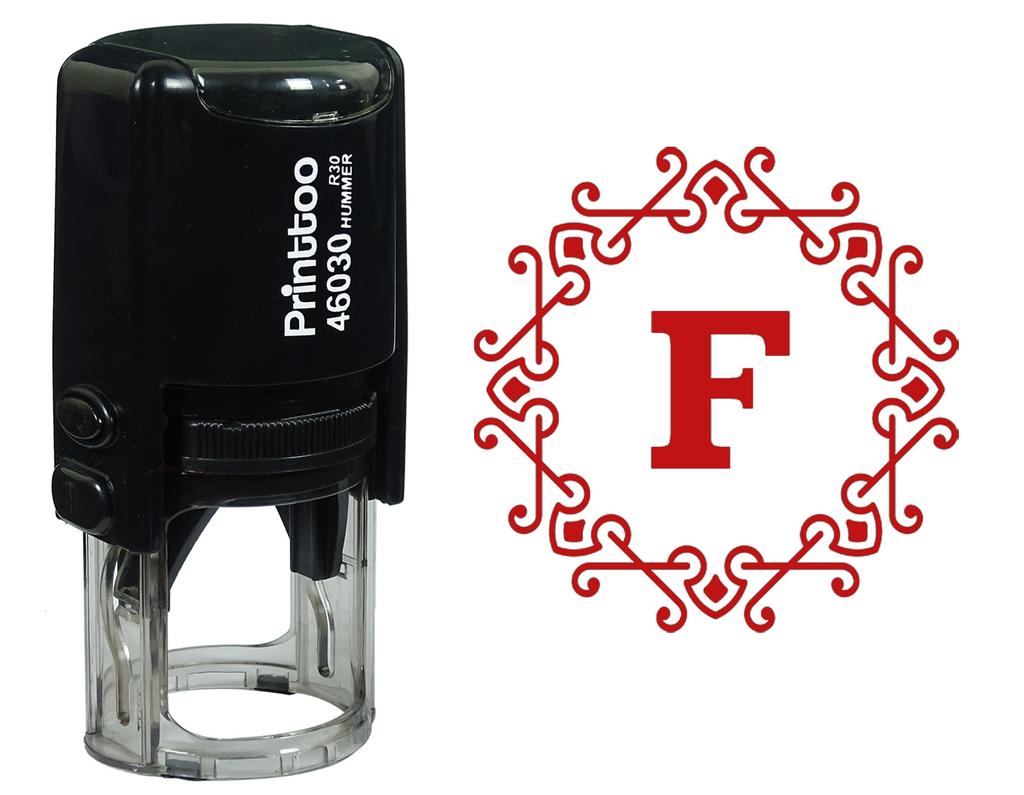 Printtoo Alphabet F Monogram Octagon Celtic Swirl Frame Self Inking Rubber Stamp Office