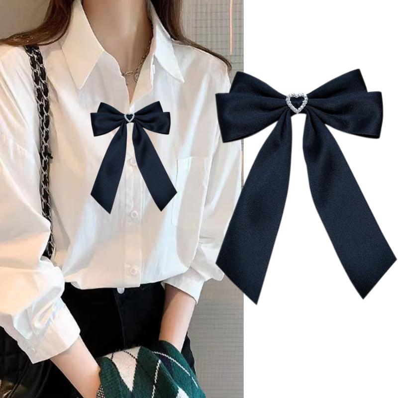 Черная бабочка со стразами, броши-бантики для женщин, корсаж для воротника рубашки, ювелирные изделия, одежда и аксессуары