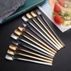 1PC Stainless Steel Square-Headed Teaspoon Long Handle Cutlery Coffee Tea Spoons Dessert Ice Cream Mini Scoop Kitchen Tableware