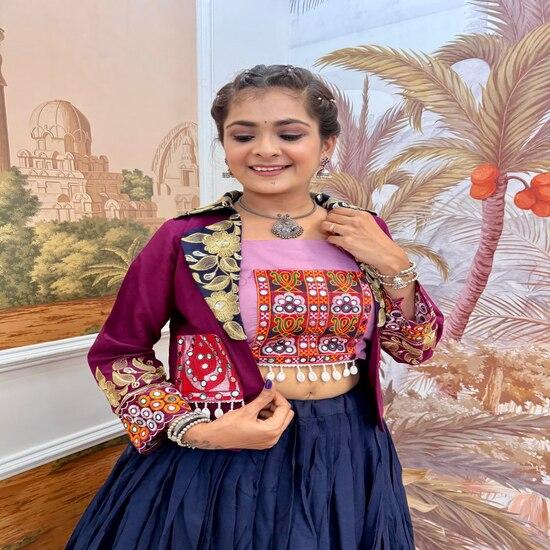 Bohemian Chic Skirt & Embroidered Jacket Set with Crop Top