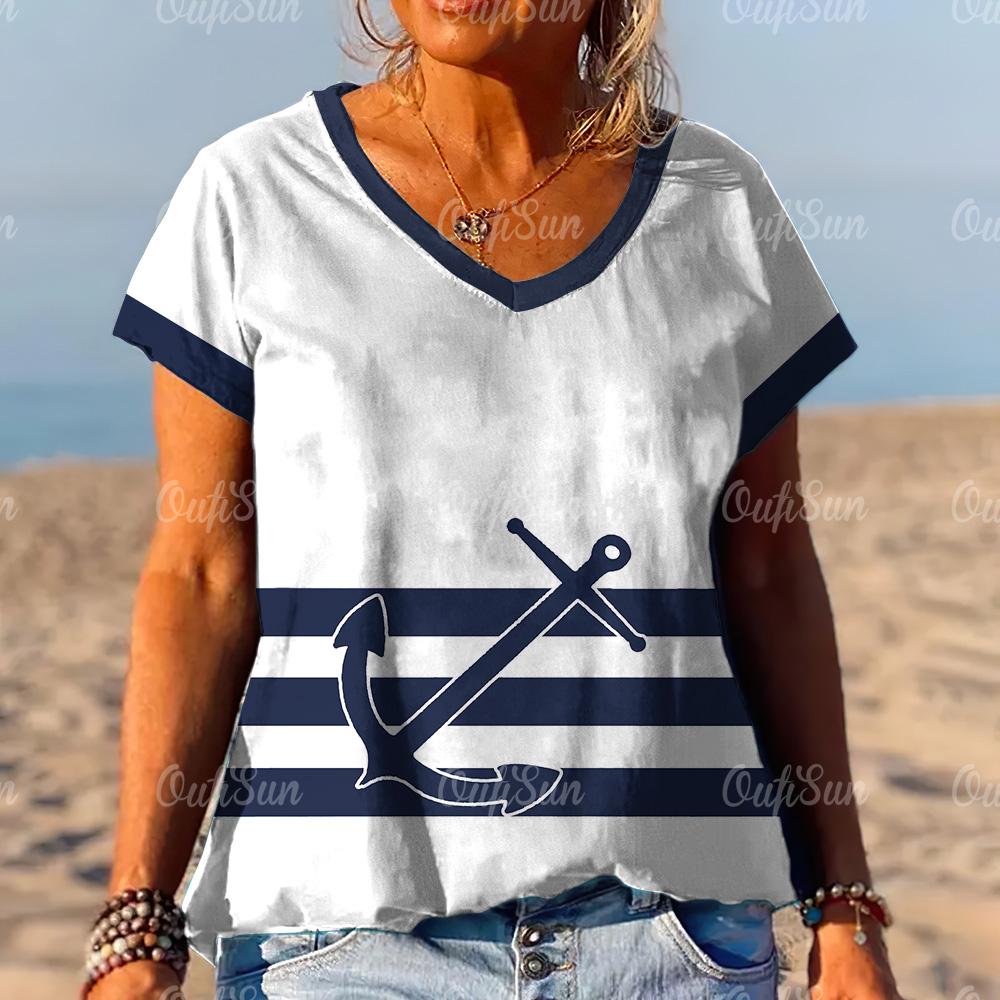 Новый стиль, женская футболка, летняя футболка с 3d принтом, полосатая женская одежда, дизайнерская футболка большого размера с коротким рукавом и v-образным вырезом, модная