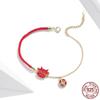 Yinziyun New Cute Ox Good Luck Bracelet for Women New Year Red Plated Real Gold Drops Year of The Ox Red Rope SCB207
