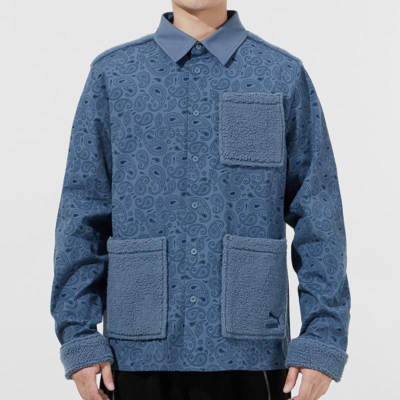 Puma Paisley Woven Shirt With Multiple Pockets Men Outerwear Blue 534978-64