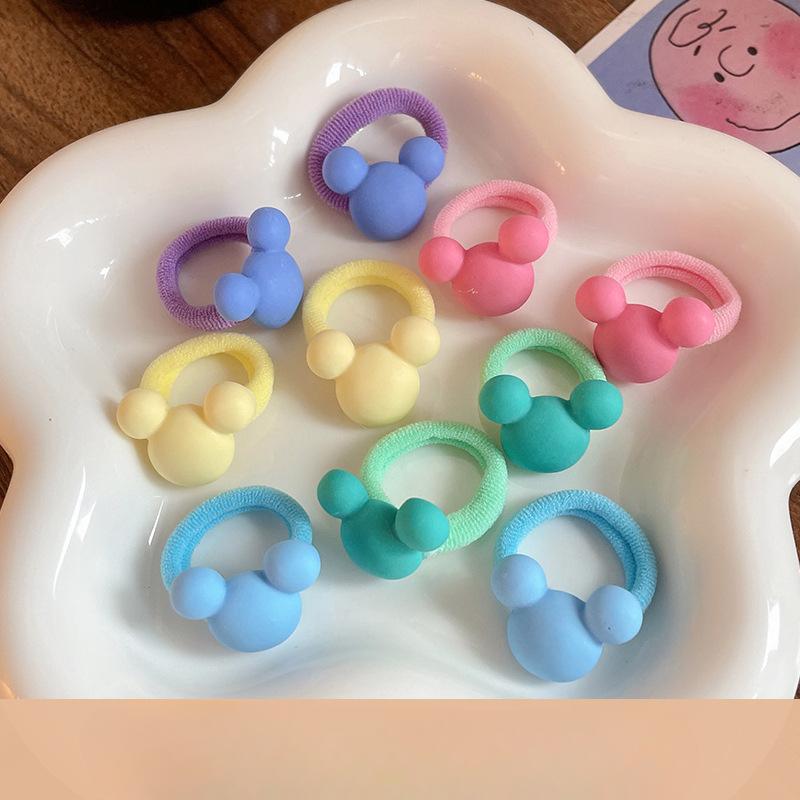 10 шт., мини-детская повязка для волос Kawaii, эластичная веревка для волос с мультяшным цветочным принтом и животными для маленьких девочек, маленькая повязка для волос, прекрасный головной убор