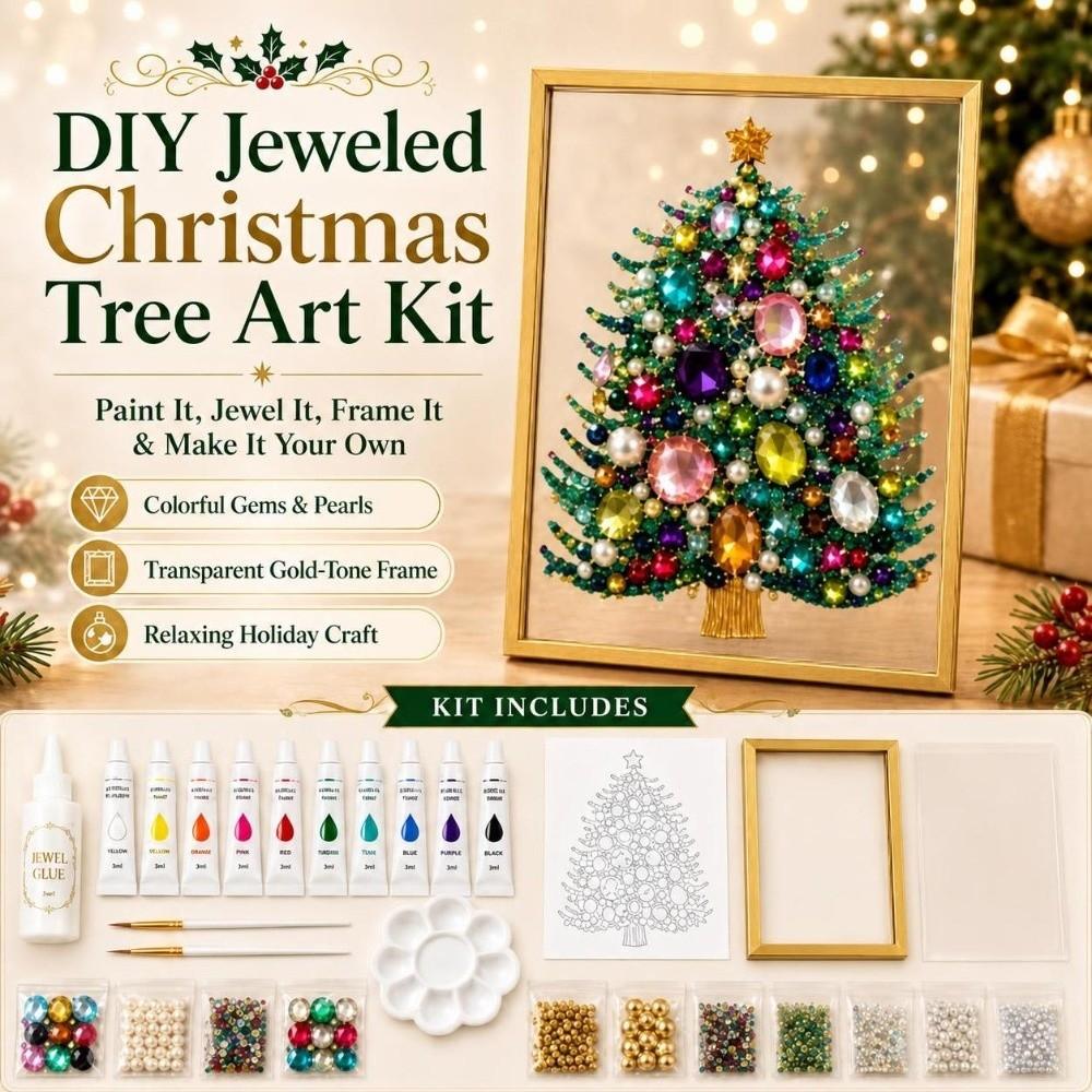 1 Set Gem Art Christmas Tree Art Kit DIY Holiday Craft Kit Tree Decoration Kit Christmas Crafting