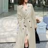 Women's Double Breasted Long Trench Coat Windproof Lapel Slim Overcoat with Belt Windbreaker Jacket for Spring Autumn