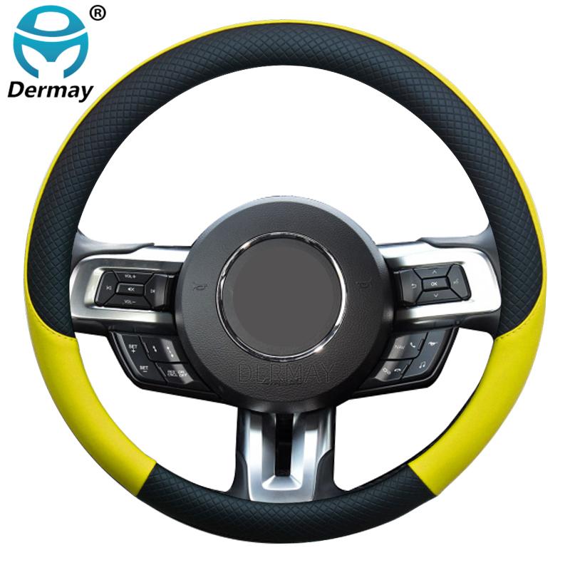 Для Ford Mustang Shelby GT 350 500 EcoBoost автомобильный чехол на руль кожаный противоскользящий 100% DERMAY брендовый авто
