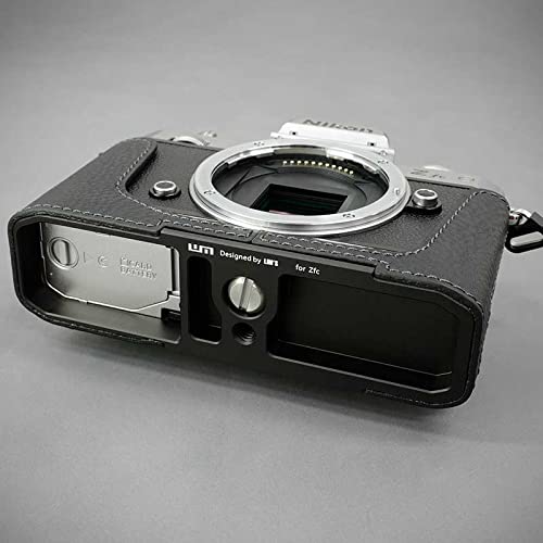 Japanese Italian Leather Camera Case for Nikon Z Fc Classic Black Black Metal Plate Luxury Genuine Leather Stylish Cool Nikon Zfc Case Lims