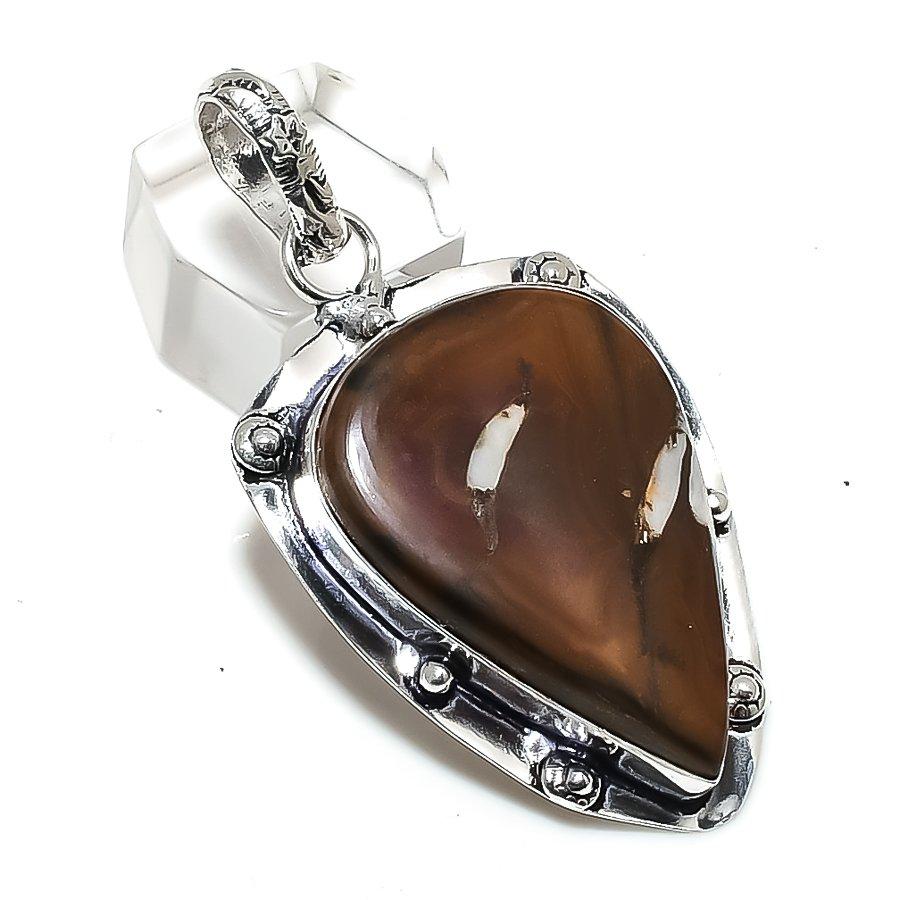 Ископаемый самоцвет с трещинами грязи, серебряная подвеска 925 пробы, 2,29" p5N21