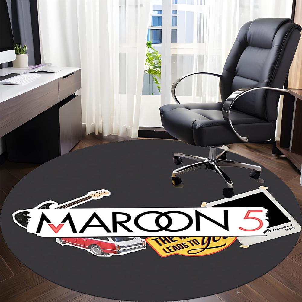 1 шт. Круглый коврик Maroon 5 для офиса - Идеально подходит для декора офиса или кабинета, Можно стирать в машине, Нескользящая основа, Декоративный коврик для пола