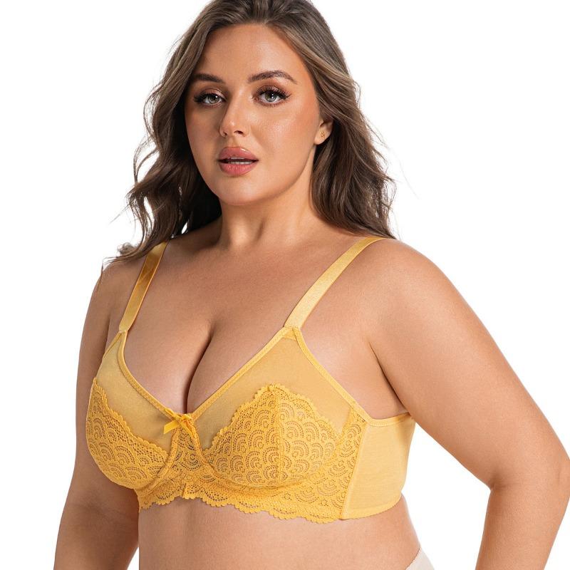 Женское нижнее белье больших размеров, ультратонкое, дышащее, сексуальное кружевное, на косточках с эффектом памяти, без хлопка, регулируемое