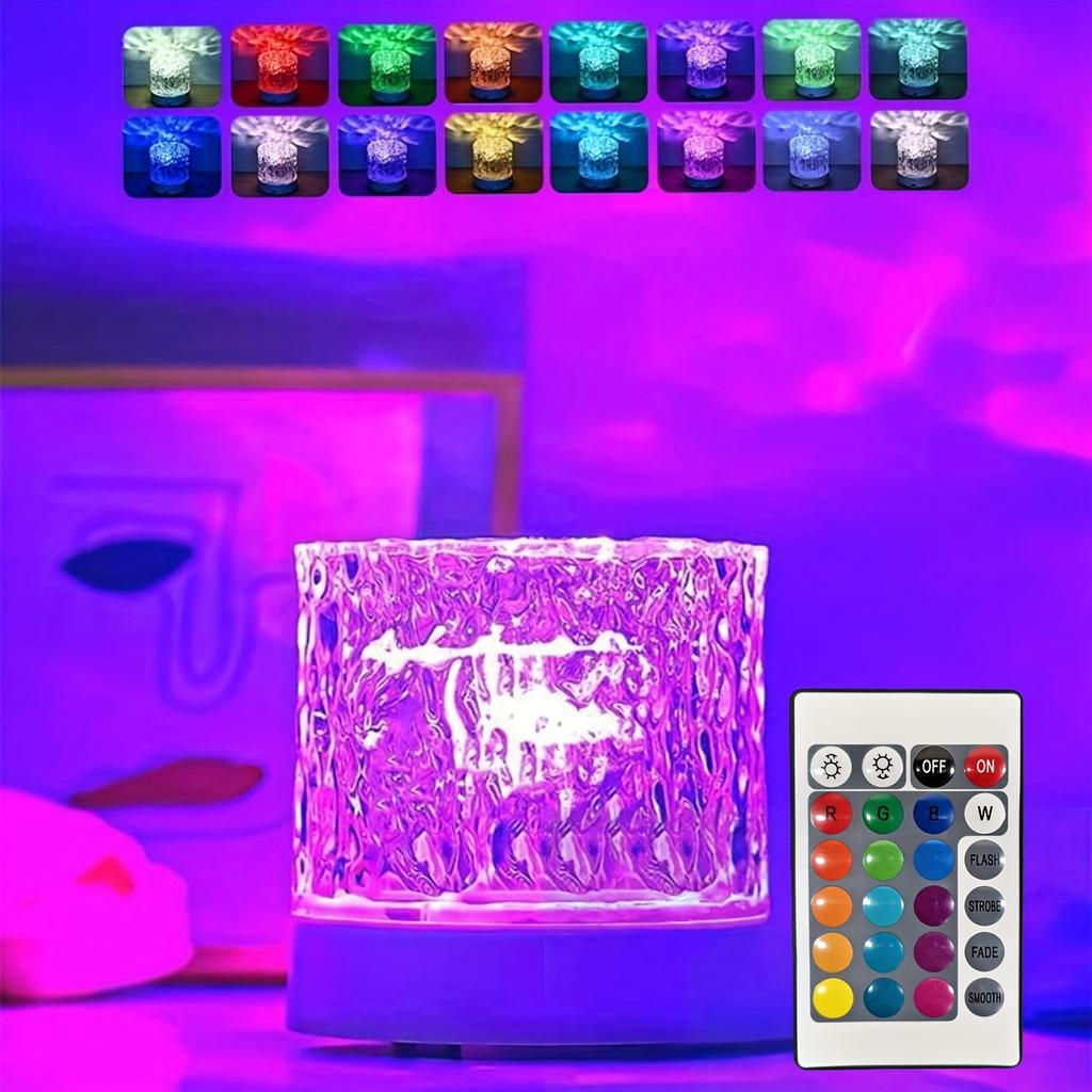 Водяная рябь Светильник Океан Водный проектор Светильник Luminorthe lumena Светильник для спальни Декор 16 цветов Вращающийся ночник с пламенем