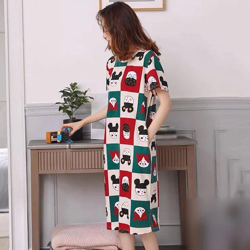 Женские удобные легкие ночные рубашки с круглым вырезом и короткими рукавами, женская ночная рубашка, свободная пижама, пижама