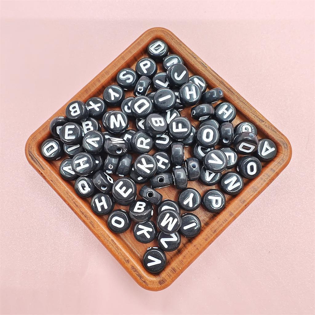 100Pcs Letter Jewelry Accessories Mixed Color Flat Bead Acrylic Loose Beads Square Bead New High-quality