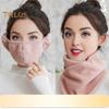 2Pcs/Set Polar Fleece Neck Gaiter Thermal Face Guard Set Thickened Warm Buttons Closure Fleece Wrap Cold Weather Accessory