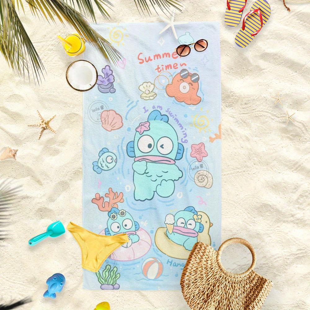Kawaii Hangyodon Beach Towel Underwater Adventure Design Lightweight Absorbent Towel for Beach Pool Bath Travel