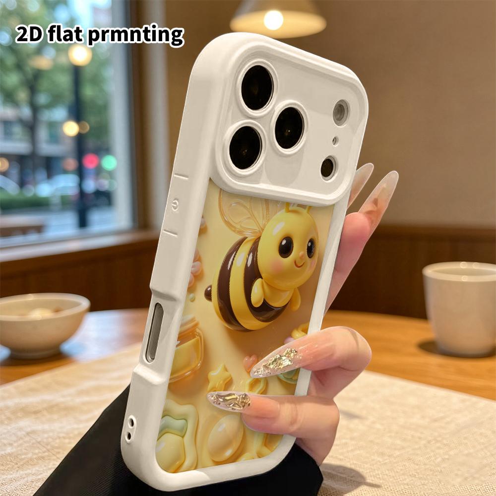 Phone case: 2D flat design suitable for iPhone 18 17 16 15 14 13 Pro protective case, cartoon little bee, perfect Christmas and Halloween holiday gift