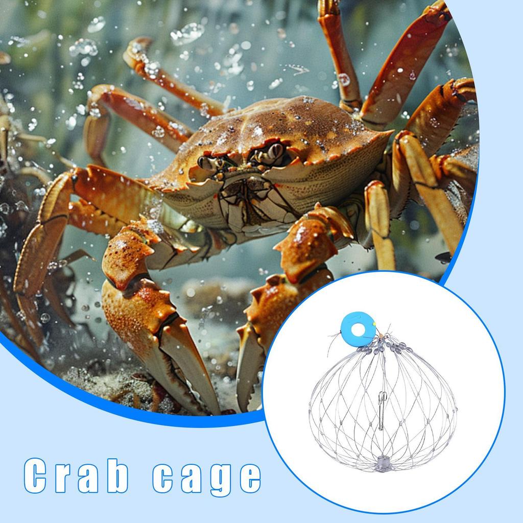 Fishing Net Cage Automatic Open Closing Wire Fish Crab Trap Net Steel Wire for Saltwater Seawater Outdoor Fishing Accessories
