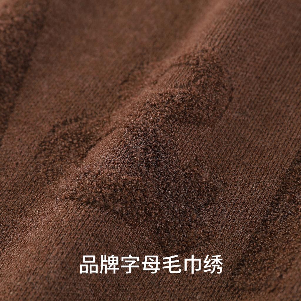 Brand Letter Jacquard&Thick Warmth - Autumn/Winter Ribbed Round Neck Warm Towel Embroidered Middle aged Men's Sweater