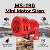 Мощная мини-сирена MS-190 120 дБ, Металлический рожок-сигнализация 220 В, Промышленный вращающийся предупреждающий световой сигнал/сирена с винтовым креплением