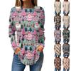Women's Loose Round Neck Christmas Printed Long Sleeve T-Shirt Tops Pullover
