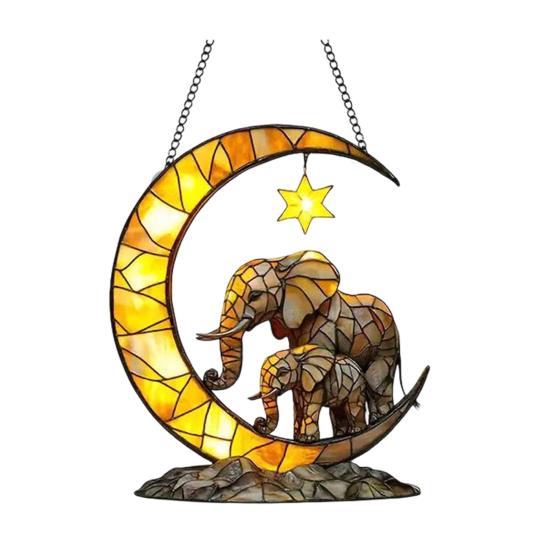 Moon Suncatcher Hanging Decoration Moon Star Lantern Stained Glass 2D