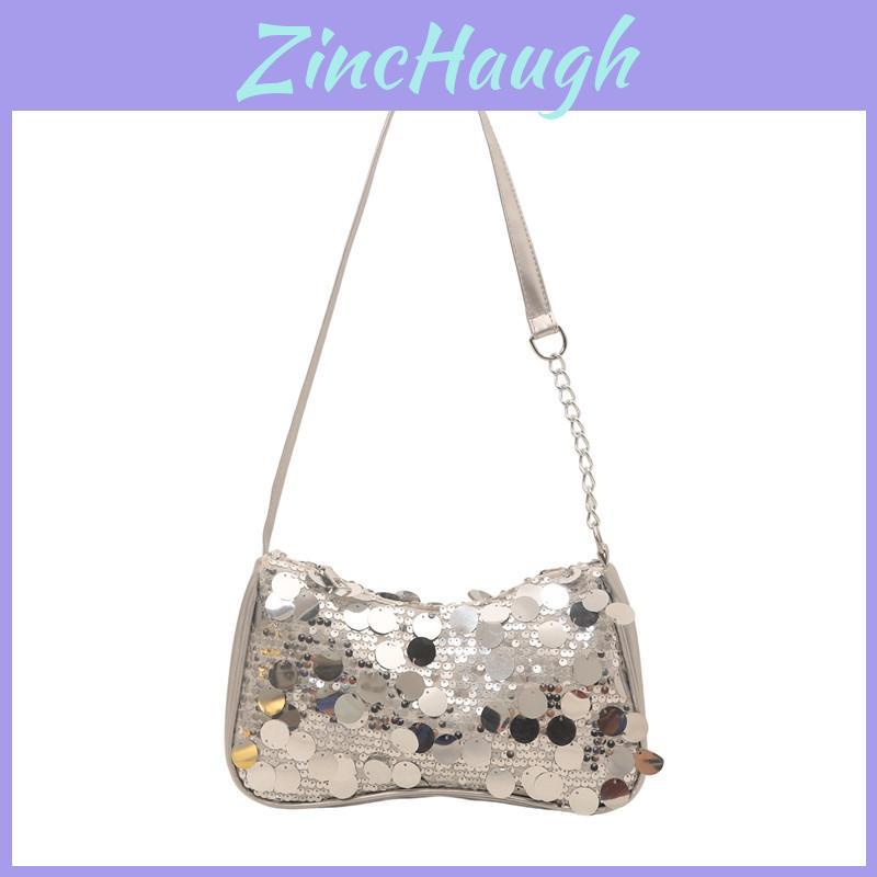 Simple Solid Color Sequin Design Women Shoulder Chain Bag For Casual Urban Outings