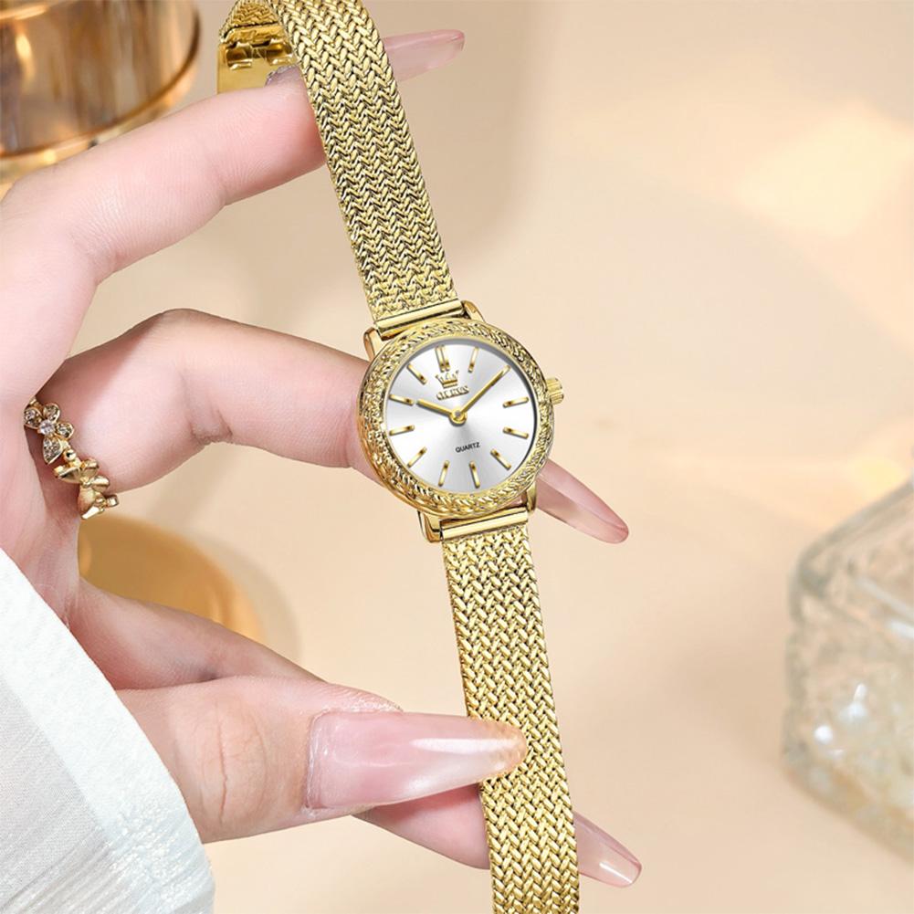 OLEVS Luxury Fashion Simple Design Women's New Gold Quartz Watches Stainless Steel Ladies 3ATM Waterproof Wristwatch