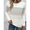 Striped Slim Crew Neck T-Shirt Casual Long Sleeve T-Shirt For Spring  Summer Women's Clothing