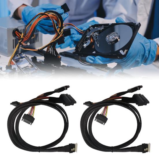 Кабель-адаптер Slim SAS SFF-8654 8i 80 см на 2xSFF-8639 NVMe U.2 SSD Высокоскоростная передача SFF-8654 74-контактный на SFF-8639 68-контактный Шнур данных для жесткого диска