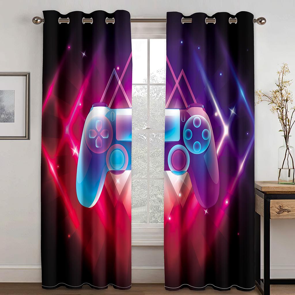 3D E-Sports Gamepad Game Controller Video Boy Kids Child Winodw Drape Curtains Set for Living Room Bedroom 2 Pieces Free Shiping