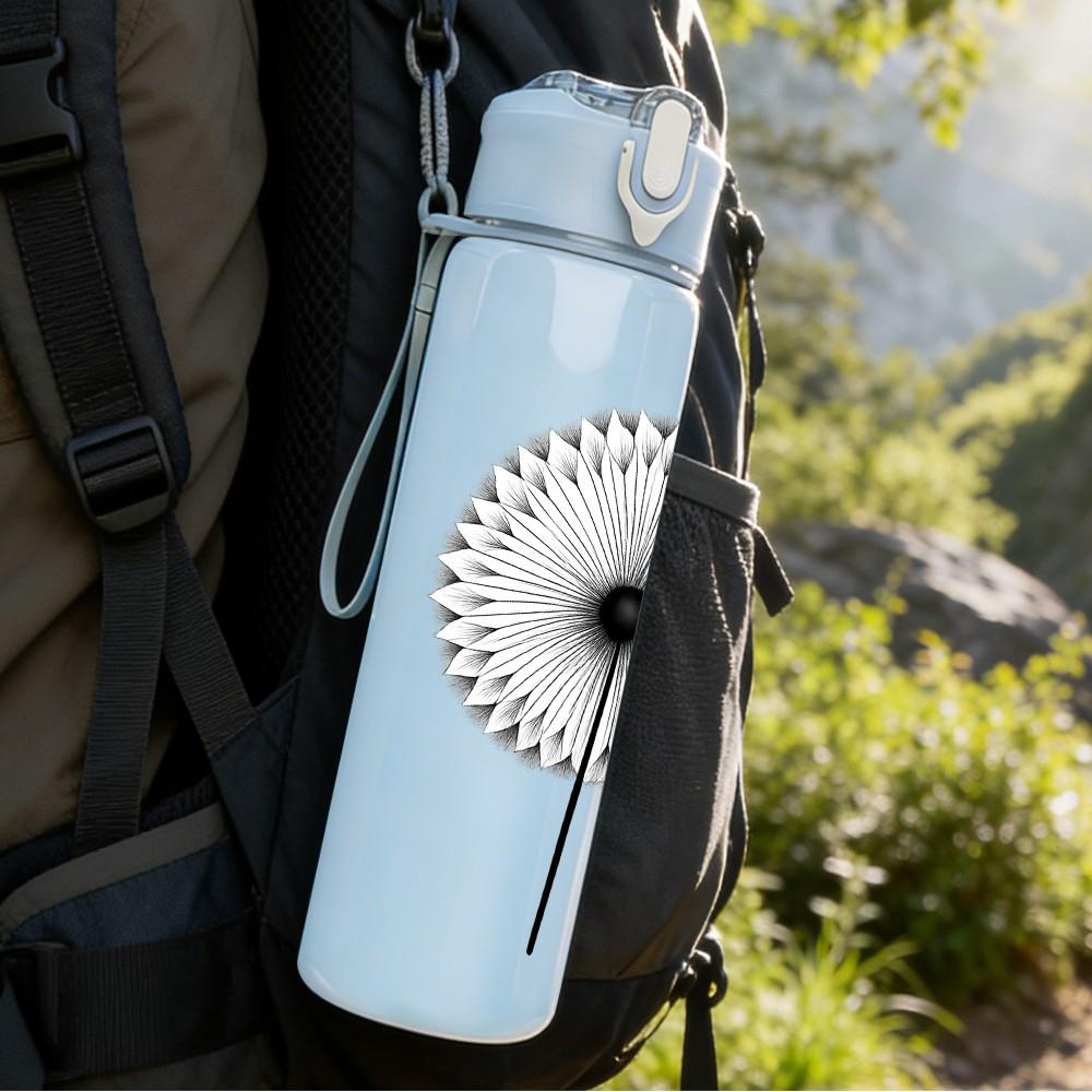 1PC Single Dandelion Seed Head 750ml Color Plastic Sports Water Bottle Leakproof Flip Straw Lid Suitable for Sports Office Home Use