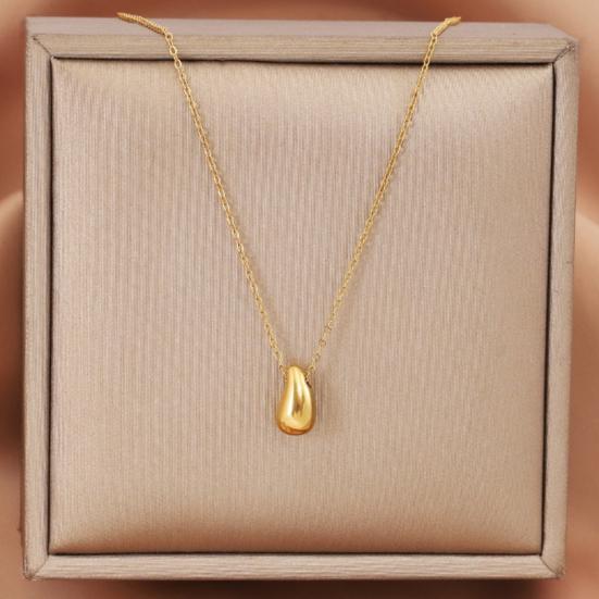 Женское ожерелье с подвеской в виде капли воды, полированная титановая сталь, чистая цветная цепочка на шею