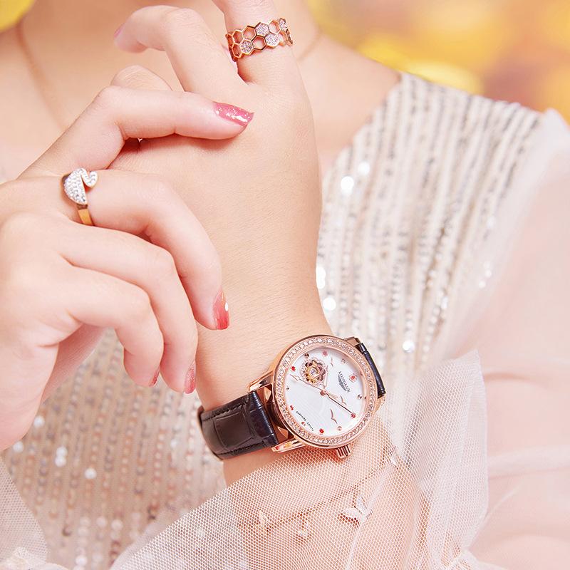 LONGLUX новые механические часы со скелетом женские автоматические водонепроницаемые модные трендовые женские часы