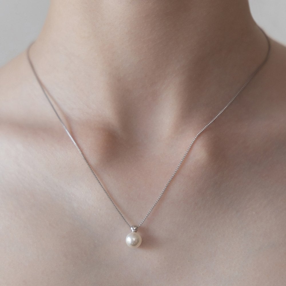 (92.5 Silver) 8mm Pearl Necklace Nz2497