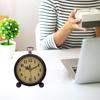 Retro Table Clock Quartz Movement Easy-to-Read Battery Operated Silent Metal Alarm Clock Desk Decoration