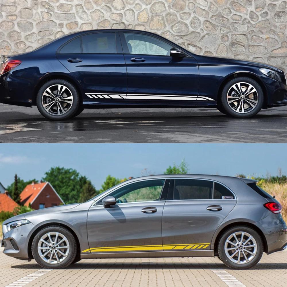 Автомобильные боковые полосы из ПВХ наклейки для Mercedes Benz W205 W204 W203 W212 C-Class C180 C200 C300 C63 Виниловый стайлинг Аксессуары для тюнинга