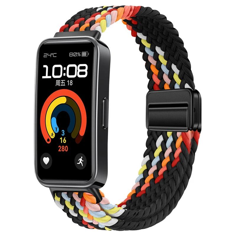 Нейлоновый ремешок для Huawei Band 10 9 8 Плетеный удобный Магнитная застежка Регулируемый ремешок для часов Аксессуары для Huanwei Band 10/9/8 Ремешок