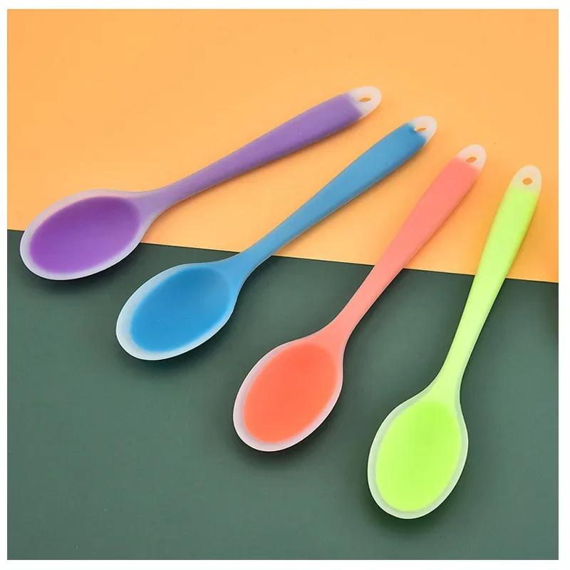 Colorful Silicone Spoon Heat Resistant Non-stick Rice Spoons Kitchenware Tableware Learning Spoon Cooking Kitchen Tool Tableware