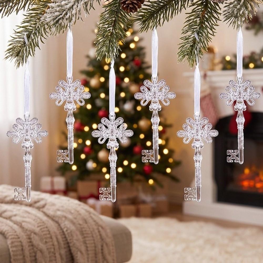 6Pcs Transparent Christmas Icicle Pendants Snowflake Christmas Tree Ornaments Christmas