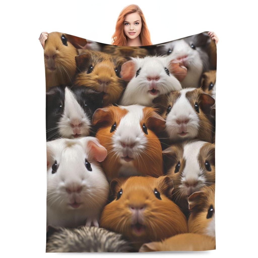 Guinea Pig Blanket Hamster Animal Throw Blankets Plush Cozy Flannel Ultra Soft Fuzzy Funny Party Blanket Gifts for Girls Women