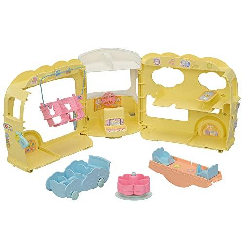 EPOCH Sylvanian Families Nursery School Vehicle Set: Let's Play! Everyone's Nursery School Bus (S-70) - ST Mark Certified, Ages 3+, Toy, Dollhouse