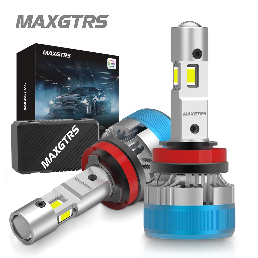 MAXGTRS 2x Светодиодная лампа H7 H4 H11 с трехсторонним свечением, линзовый тубус H8 HB3 9005 HB4 9006 9012, лампа головного света 12В Canbus